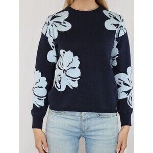 Metric Knits Long Sleeve Crew Neck Pullover Floral Print Sweater - size Large